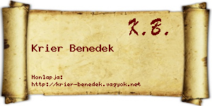 Krier Benedek névjegykártya